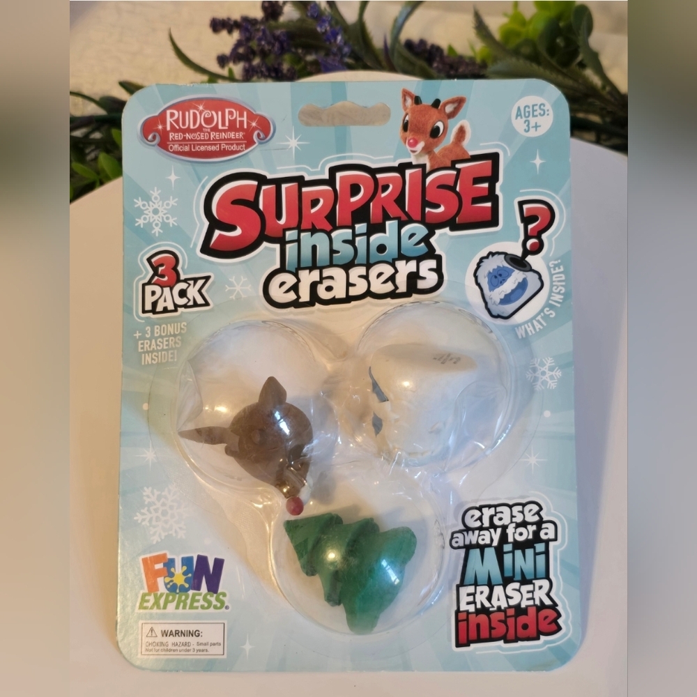 ⭐️ Surprise Inside Erasers, Christmas, 3 Pack [Read Details ]